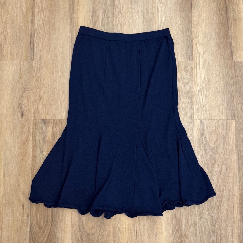 St. John Collection Santana Knit Navy Blue Trumpet Mermaid Skirt 14 career wear - Picture 2 of 7